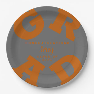 Bold GRAD Burnt Orange auf grauem Abschluss Pappteller
