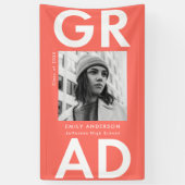 Bold Grad Coral Photo Graduation Banner (Vertikal)