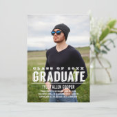 BOLD GRAD Foto Graduation Party Ankündigung (Stehend Vorderseite)