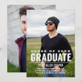 BOLD GRAD Foto Graduation Party Ankündigung (Vorne/Hinten)