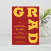 Bold GRAD Gold Kardinal Red Abschluss Ankündigung (Stehend Vorderseite)