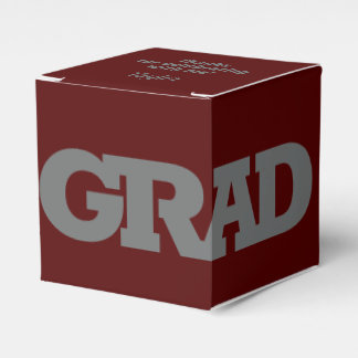 Bold GRAD Gray on Dark Maroon Graduation Party Geschenkschachtel