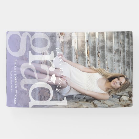 Bold GRAD Lila Ombre Overlay Foto Abschluss Banner (Horizontal)