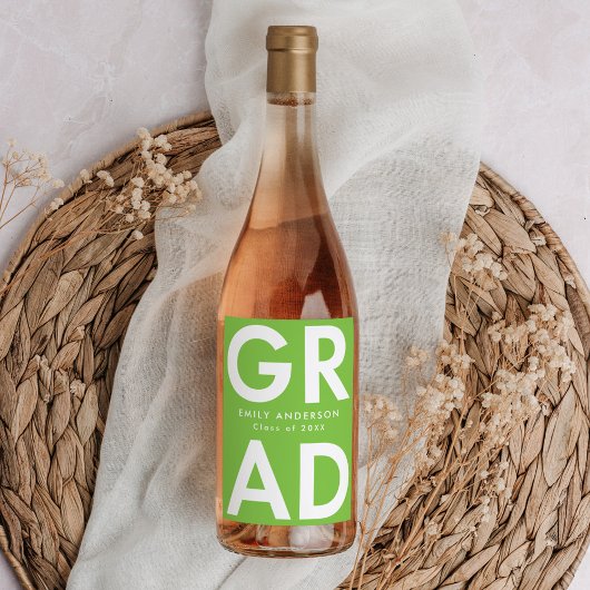 Bold Grad Lime Green Abschluss Weinetikett