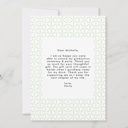 Bold Grad Lime Green Foto Abschluss Dankeskarte (Rückseite)