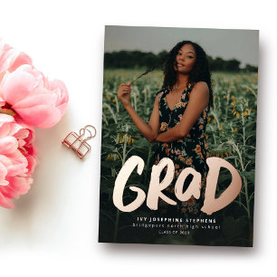 Bold grad modern gold ein Foto Abschluss Folieneinladung