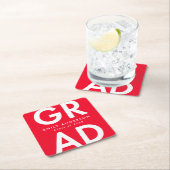 Bold Grad Red Graduation Party Rechteckiger Pappuntersetzer (Vor Ort)