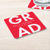 Bold Grad Red Graduation Party Rechteckiger Pappuntersetzer (angewinkelt)