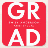 Bold Grad Red Graduation Party Rechteckiger Pappuntersetzer (Vorderseite)