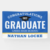 Bold Grad Royal Blue Glückwunschs Graduate Sign Banner (Horizontal)