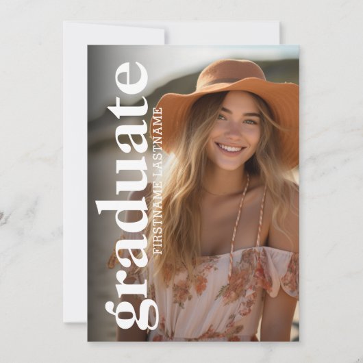 Bold Graduate Foto - Typografie - Grad Party Einladung (Vorderseite)