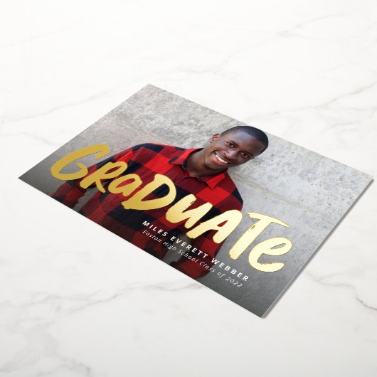 Bold graduate modern ein Foto Abschluss Folieneinladung (Gedreht)