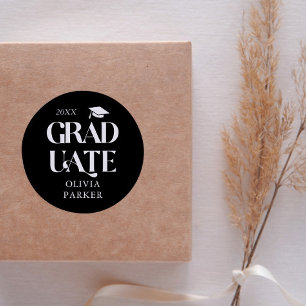 Bold Graduate Typografy Black Runder Aufkleber