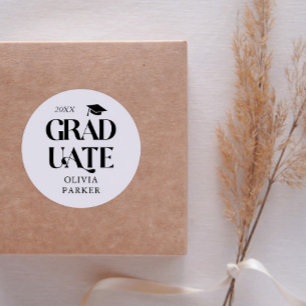 Bold Graduate Typografy White Runder Aufkleber