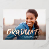 Bold graduieren einfach coolen zwei Foto Abschluss Folieneinladung (Vorderseite)