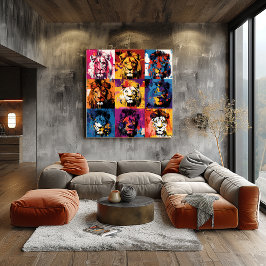 Bold Graffiti Lion Portraits mit Vibrant Urban Poster