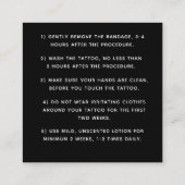 Bold Graffiti Muster Tattoo Aftercare Instruction Quadratische Visitenkarte (Rückseite)