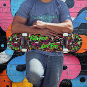 Bold Graffiti & Neon Green 'Ride Fast Live Free' Skateboard