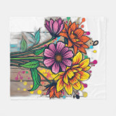 Bold Graffiti Style Blume Fleecedecke (Vorderseite (Horizontal))