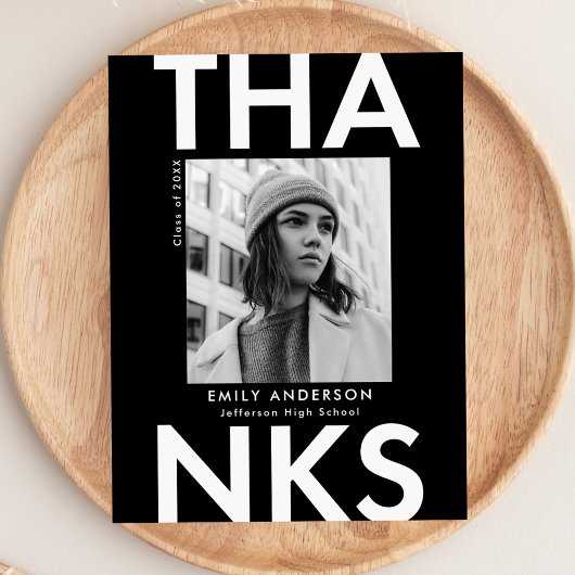 Bold Grand Black Foto Abschluss Vielen Dank Postkarte