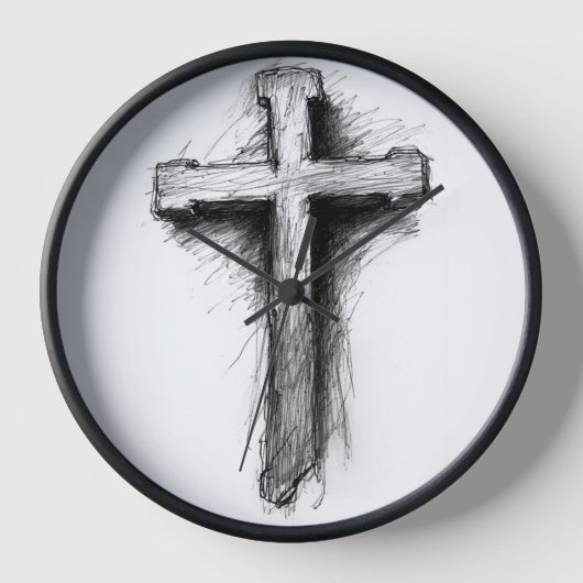 Bold, Graphic Christian Cross Wall Clock Uhr (Vorderseite)