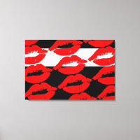 Bold Graphic Mouth Kiss Red Lip Print Schwarz-weiß