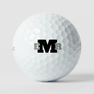 Bold Gray and Black Monogram Titleist VI Golfball