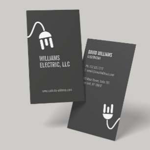 BOLD GRAY ELECTRICIAN MODERN BUSINESS CARD VISITENKARTE