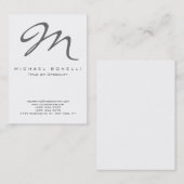 Bold Gray Monogram Calligraphy Business Card Visitenkarte (Vorne/Hinten)