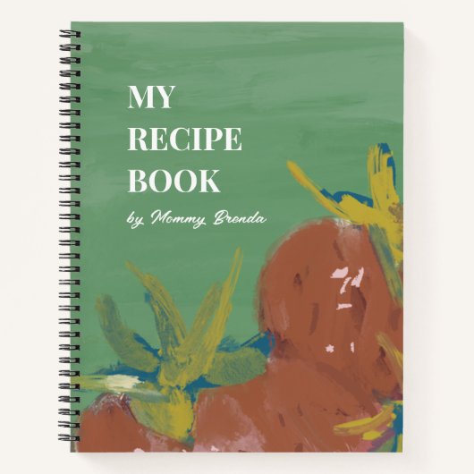 Bold Green Abstract Painterly Strawberry Recipe Notizblock (Vorderseite)