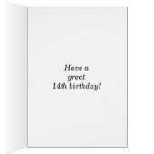Bold, Green, Faux Gold 14th Birthday w/ Name Card (Innen (Rechts))