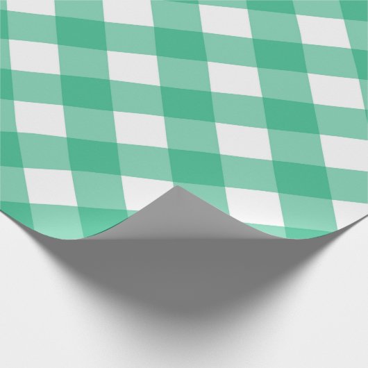 Bold Green Gingham Karo Kariert Geschenkpapier (Ecke)