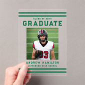 Bold Green Stripes Athletic Photo Graduation Acryleinladungen (Insitu (Handheld))
