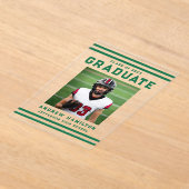 Bold Green Stripes Athletic Photo Graduation Acryleinladungen (Ablage )