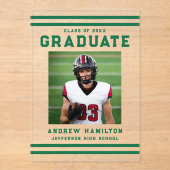 Bold Green Stripes Athletic Photo Graduation Acryleinladungen (Vorderseite)
