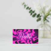 Bold Groovy Black Lila Hot Pink Hallo Neon Glow Visitenkarte (Stehend Vorderseite)