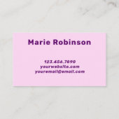 Bold Groovy Black Lila Hot Pink Hallo Neon Glow Visitenkarte (Rückseite)