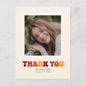 Bold Groovy Retro Abschluss Danke Postkarte (Vorderseite)