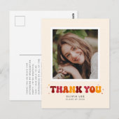 Bold Groovy Retro Abschluss Danke Postkarte (Vorne/Hinten)