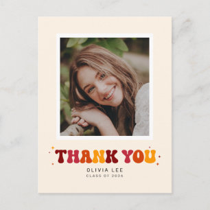 Bold Groovy Retro Abschluss Danke Postkarte