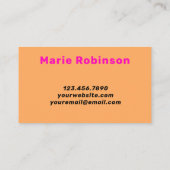 Bold Groovy Squiggles Bright Orange Hot Pink Hallo Visitenkarte (Rückseite)