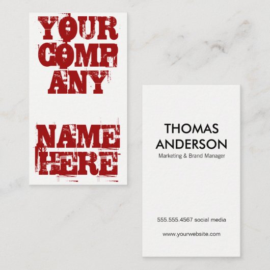 Bold Grunge (rot) Visitenkarte (Vorne/Hinten)
