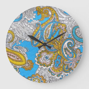 Bold Grungy Islamic Psychedelic Ornament Große Wanduhr
