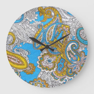Bold Grungy Islamic Psychedelic Ornament Große Wanduhr