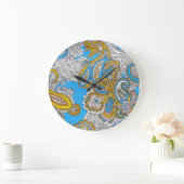 Bold Grungy Islamic Psychedelic Ornament Große Wanduhr (Zuhause)