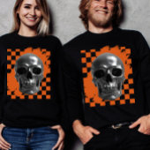 Bold Halloween Skull Checkerboard Tri-Blend Shirt