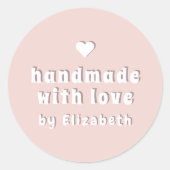 Bold Handmade with Love Cute Heart Blush Pink Runder Aufkleber (Vorderseite)