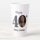 Bold Happy 40th Birthday Photo Milchtasse (Vorderseite)