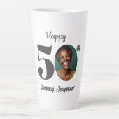 Bold Happy 50th Birthday Photo Milchtasse (Vorderseite)