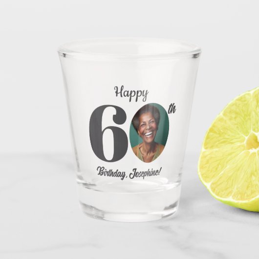 Bold Happy 60th Birthday Photo Schnapsglas (Vorderseite)